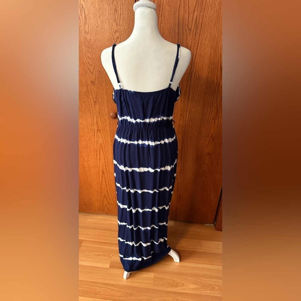 NWOT A Byer Blue Tie-Dye Maxi Dress Ruffled Top Size Medium - Picture 2 of 14